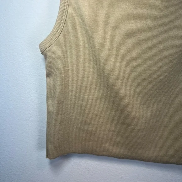 RVCA Haru Slide Graphic Tank Top Tan Ribbed Stretch Cropped NEW Women's Sz Large - Picture 7 of 13